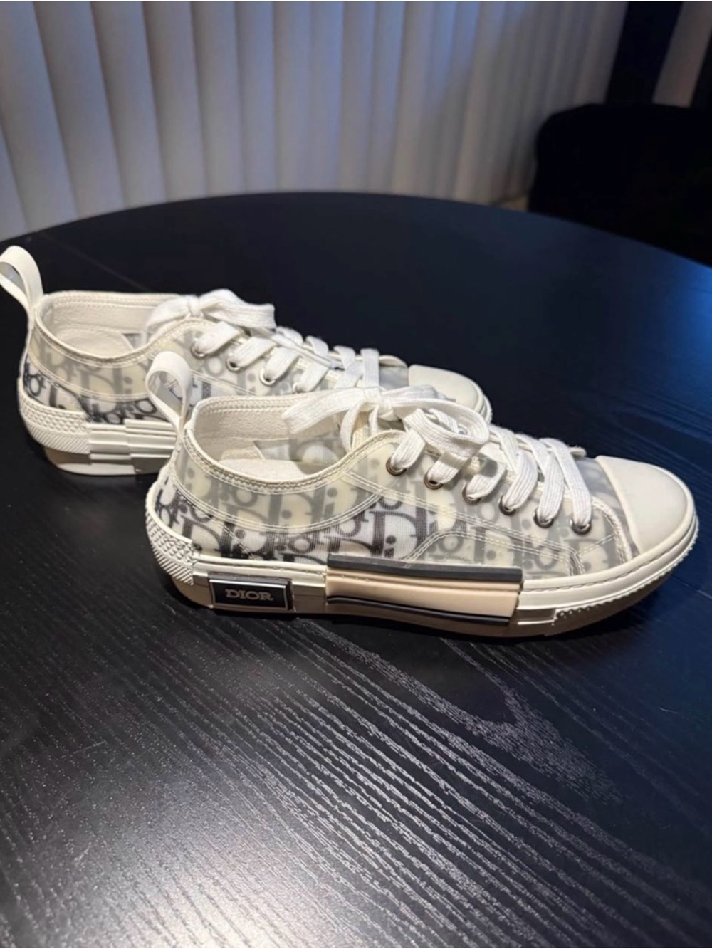Dior White and Gray Low-Top Logo Sneakers - Picture 3 of 5
